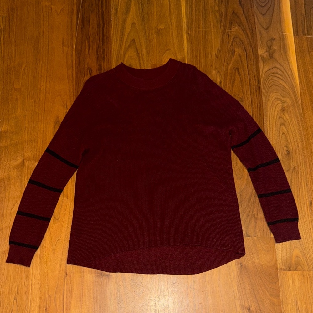 American Eagle Outfitters Maroon Sweater with Dark Stripes